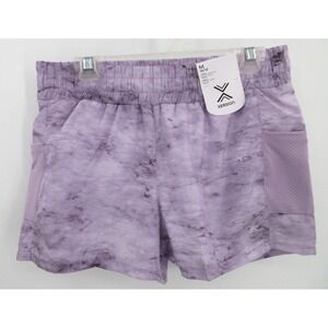 XERSION LINED QUICK‎ DRI RUNNING SHORTS Girls Size Small 7-8 PURPLE IRIS PRINT
